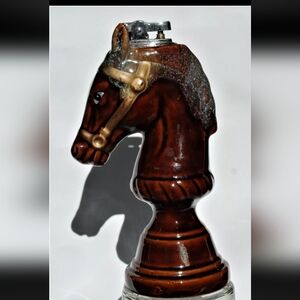 Antique ceramic horse table lighter holder